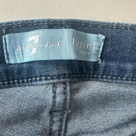 7 For All Mankind Blair Blue Stretch Denim Mid Rise Skinny Jeans - Picture 4 of 8